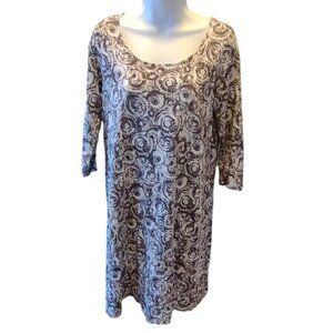 J Jill Pure Jill grey and white design scoop neck dress Size S Petite